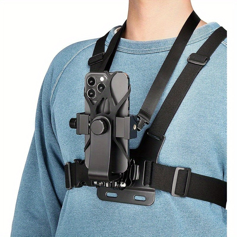 1 Set Durable Plastic Adjustable Chest Mount Harness with Smartphone Holder, Universal Action Camera Strap for Outdoor Sports, First-Person View Recording Accessory Compatible with Osmo Series, Other Sports Cameras& Android P