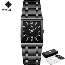 Load image into Gallery viewer, New  Fashion Watches WWOOR Luxury Square Blue Men&#39;s Wristwatch Stainless Steel Waterproof Quartz Clock Male
