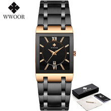 Load image into Gallery viewer, New  Fashion Watches WWOOR Luxury Square Blue Men&#39;s Wristwatch Stainless Steel Waterproof Quartz Clock Male
