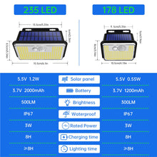 Load image into Gallery viewer, 2Pack IP67 Waterproof Solar Outdoor Garden Lights Super Bright 178/235 LEDs Motion Sensor Wall Light Solar Powered Security Lamp
