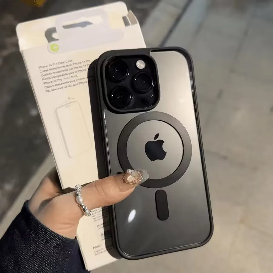 Soft Luxury Advanced Grey Magsafe Magnetic Case For iPhone 16 15 14 13 12 11 Pro Max Plus Transparent Cover