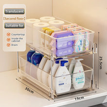 Load image into Gallery viewer, Under Sink Spice Organizers 2 Tier Clear Bathroom Container Plastic Transparent Storage Bins Kitchen Pull-Out Pantry Shelf Rack
