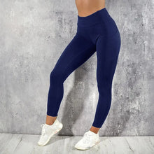 Load image into Gallery viewer, Plus Size Pocket Yoga Pants Women Solid Fitness Sports Leggings High Waist Elastic Gym Tights Female Running Trousers XXXL

