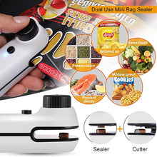 Load image into Gallery viewer, Mini Bag Sealer 2 in 1 USB Rechargeable Heat Sealer and Cutter Mini Chip Bag Sealer Heat Seal with Soft Magnetic Kitchen Tools
