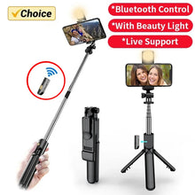 Load image into Gallery viewer, Selfie Stick Wireless Tripod Stand with Light Bluetooth Remote Extendable Tripod for iPhone Mobile Phone Tiktok Live Streaming

