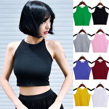 Load image into Gallery viewer, Women&#39;s Summer Basic Tank Tops Casual Crew Neck Solid Color Sleeveless Halter Tees Sport Crop Tank Woman Clothing
