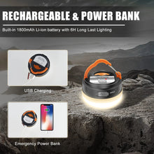 Load image into Gallery viewer, 10W LED Camping Lantern Tents lamp 1800mAh  Portable Camping Lights Outdoor Hiking Night Hanging lamp USB Rechargeable
