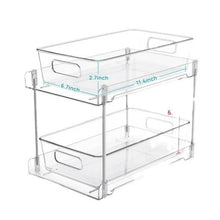 Load image into Gallery viewer, Under Sink Spice Organizers 2 Tier Clear Bathroom Container Plastic Transparent Storage Bins Kitchen Pull-Out Pantry Shelf Rack
