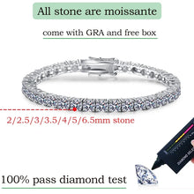 Load image into Gallery viewer, Smyoue 2-6.5mm Real Moissanite Tennis Bracelet for Women Christmas Gift Platinum Plated 100% 925 Sterling Silver Wedding Jewelry
