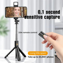 Load image into Gallery viewer, Selfie Stick Wireless Tripod Stand with Light Bluetooth Remote Extendable Tripod for iPhone Mobile Phone Tiktok Live Streaming
