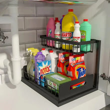 Load image into Gallery viewer, 2 Shelf Slide Out Under Sink Organizer Pull Out Cabinet Storage Space Saving Rack for Bathroom Kitchen

