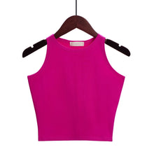 Load image into Gallery viewer, Women&#39;s Summer Basic Tank Tops Casual Crew Neck Solid Color Sleeveless Halter Tees Sport Crop Tank Woman Clothing
