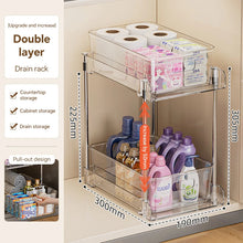 Load image into Gallery viewer, Under Sink Spice Organizers 2 Tier Clear Bathroom Container Plastic Transparent Storage Bins Kitchen Pull-Out Pantry Shelf Rack
