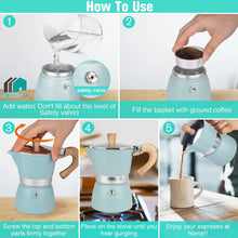Load image into Gallery viewer, Octagonal Coffee Pot Aluminum Moka Pot Extraction for Italian Coffee Machine with Anti-scald Wood Handle 150/300ml
