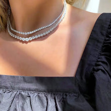 Load image into Gallery viewer, Full Moissanite Tennis Necklace with Certificate 3-5mm Size Gradient Diamond Necklaces for Women 925 Sterling Silver Neck Chain
