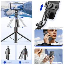 Load image into Gallery viewer, MEUYAG Selfie Stick Tripod with 1708mm Long Monopod Fill Light, Bluetooth Remote, 360° Rotation, 1/4 Interface, for mobile phone
