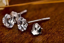 Load image into Gallery viewer, Crystal Zircon Real 925 Sterling Silver Earrings Channel  Cubic Zirconia Silver Stud Earrings for Women Sterling Silver Jewelry
