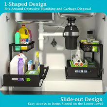 Load image into Gallery viewer, 2 Shelf Slide Out Under Sink Organizer Pull Out Cabinet Storage Space Saving Rack for Bathroom Kitchen
