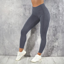 Load image into Gallery viewer, Plus Size Pocket Yoga Pants Women Solid Fitness Sports Leggings High Waist Elastic Gym Tights Female Running Trousers XXXL
