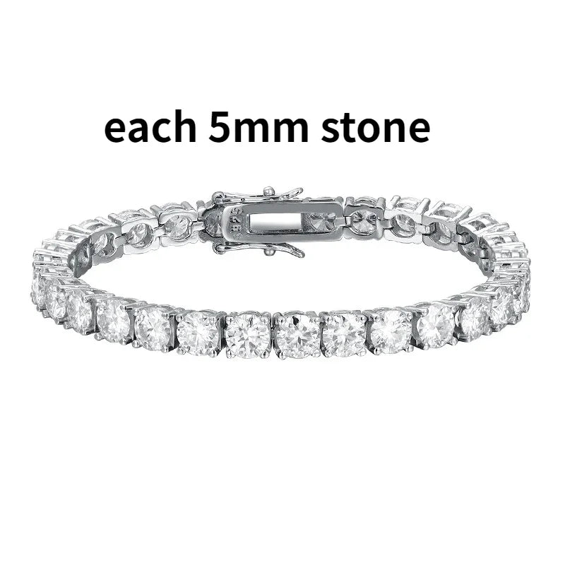 Smyoue 2-6.5mm Real Moissanite Tennis Bracelet for Women Christmas Gift Platinum Plated 100% 925 Sterling Silver Wedding Jewelry