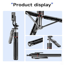 Load image into Gallery viewer, MEUYAG Selfie Stick Tripod with 1708mm Long Monopod Fill Light, Bluetooth Remote, 360° Rotation, 1/4 Interface, for mobile phone
