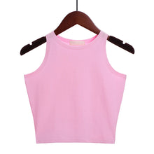 Load image into Gallery viewer, Women&#39;s Summer Basic Tank Tops Casual Crew Neck Solid Color Sleeveless Halter Tees Sport Crop Tank Woman Clothing
