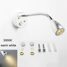 Load image into Gallery viewer, DC12V 24V RV Boat LED Reading Light 3000K 4000K Dimmable Gooseneck Wall Lamp for Truck Motorhome Yachts with 2A USB Charge Port
