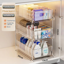 Load image into Gallery viewer, Under Sink Spice Organizers 2 Tier Clear Bathroom Container Plastic Transparent Storage Bins Kitchen Pull-Out Pantry Shelf Rack
