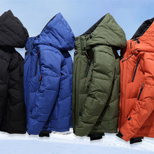 Load image into Gallery viewer, Down Jacket Men White Duck Winter Coat Windproof Warm Parkas Travel Camping Overcoat New in Thicken Solid Color Hooded Clothing   4.7  141 Reviews  ౹  500+ sold designed to keep you cozy and comfortable
