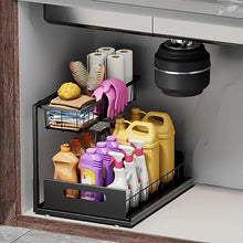 Load image into Gallery viewer, 2 Shelf Slide Out Under Sink Organizer Pull Out Cabinet Storage Space Saving Rack for Bathroom Kitchen
