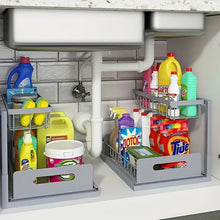 Load image into Gallery viewer, 2 Shelf Slide Out Under Sink Organizer Pull Out Cabinet Storage Space Saving Rack for Bathroom Kitchen
