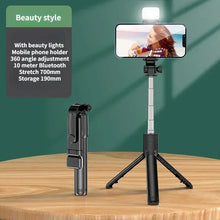 Load image into Gallery viewer, Selfie Stick Wireless Tripod Stand with Light Bluetooth Remote Extendable Tripod for iPhone Mobile Phone Tiktok Live Streaming
