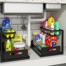 Load image into Gallery viewer, 2 Shelf Slide Out Under Sink Organizer Pull Out Cabinet Storage Space Saving Rack for Bathroom Kitchen
