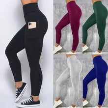 Load image into Gallery viewer, Plus Size Pocket Yoga Pants Women Solid Fitness Sports Leggings High Waist Elastic Gym Tights Female Running Trousers XXXL
