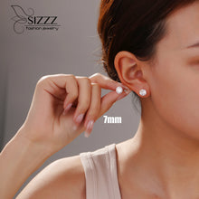 Load image into Gallery viewer, Crystal Zircon Real 925 Sterling Silver Earrings Channel  Cubic Zirconia Silver Stud Earrings for Women Sterling Silver Jewelry
