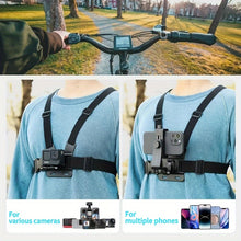 Load image into Gallery viewer, 1 Set Durable Plastic Adjustable Chest Mount Harness with Smartphone Holder, Universal Action Camera Strap for Outdoor Sports, First-Person View Recording Accessory Compatible with Osmo Series, Other Sports Cameras&amp; Android P
