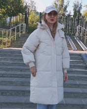 Load and play video in Gallery viewer, Jacket Women Winter X-long Parkas Solid Hooded Thicken Warm Female Snow Wear Coat Padded Loose Clothes
