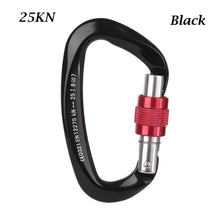 Load image into Gallery viewer, 12/23/24/25KN Professional D Shape Safety Carabiner Aluminum Key Hooks Climbing Security Master Lock Outdoor Hiking Tool
