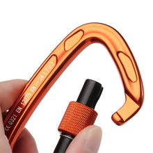 Load image into Gallery viewer, 12/23/24/25KN Professional D Shape Safety Carabiner Aluminum Key Hooks Climbing Security Master Lock Outdoor Hiking Tool
