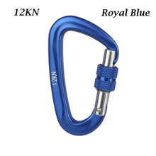 Load image into Gallery viewer, 12/23/24/25KN Professional D Shape Safety Carabiner Aluminum Key Hooks Climbing Security Master Lock Outdoor Hiking Tool
