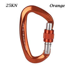 Load image into Gallery viewer, 12/23/24/25KN Professional D Shape Safety Carabiner Aluminum Key Hooks Climbing Security Master Lock Outdoor Hiking Tool
