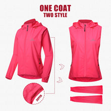 Load image into Gallery viewer, QUESHARK Women Windproof Waterproof Reflective Cycling Jacket MTB Bicycle Long Sleeve Windbreaker Sleeveless Vest Bike Coat
