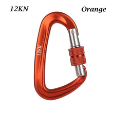 Load image into Gallery viewer, 12/23/24/25KN Professional D Shape Safety Carabiner Aluminum Key Hooks Climbing Security Master Lock Outdoor Hiking Tool
