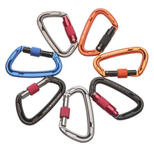 Load image into Gallery viewer, 12/23/24/25KN Professional D Shape Safety Carabiner Aluminum Key Hooks Climbing Security Master Lock Outdoor Hiking Tool
