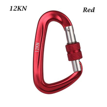 Load image into Gallery viewer, 12/23/24/25KN Professional D Shape Safety Carabiner Aluminum Key Hooks Climbing Security Master Lock Outdoor Hiking Tool
