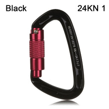 Load image into Gallery viewer, 12/23/24/25KN Professional D Shape Safety Carabiner Aluminum Key Hooks Climbing Security Master Lock Outdoor Hiking Tool
