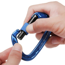 Load image into Gallery viewer, 12/23/24/25KN Professional D Shape Safety Carabiner Aluminum Key Hooks Climbing Security Master Lock Outdoor Hiking Tool

