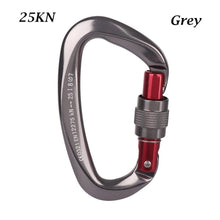 Load image into Gallery viewer, 12/23/24/25KN Professional D Shape Safety Carabiner Aluminum Key Hooks Climbing Security Master Lock Outdoor Hiking Tool
