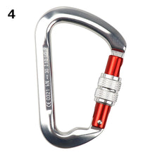 Load image into Gallery viewer, 12/23/24/25KN Professional D Shape Safety Carabiner Aluminum Key Hooks Climbing Security Master Lock Outdoor Hiking Tool
