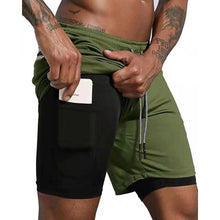 Load image into Gallery viewer, Sport Shorts Men Sportswear Double-deck Running Shorts 2 In 1 Beach Bottoms Summer Gym Fitness Training Jogging Short Pants
